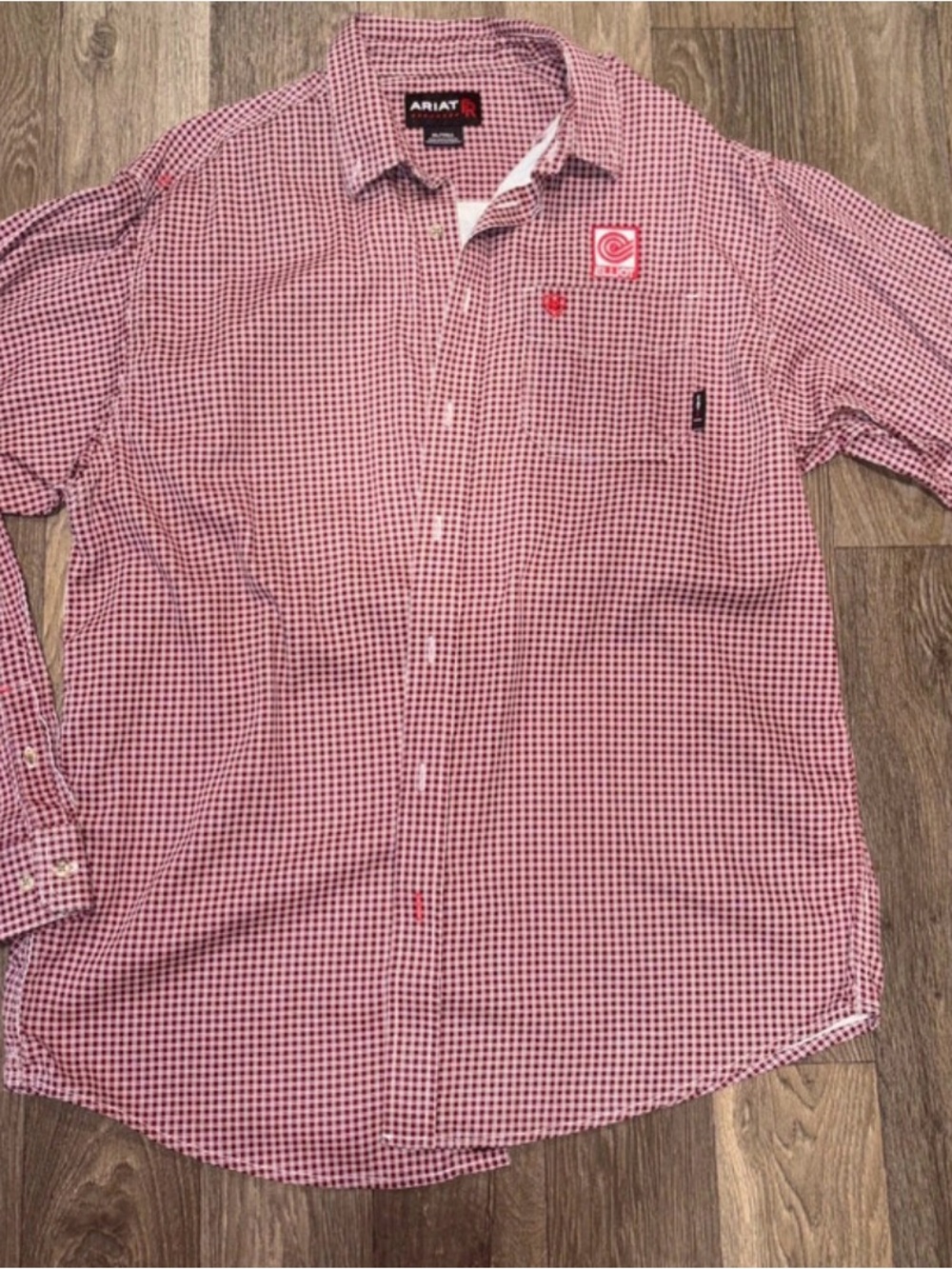 Ariat Men's Fire Resistant Red and White Micro-Check Button-Down Shirt